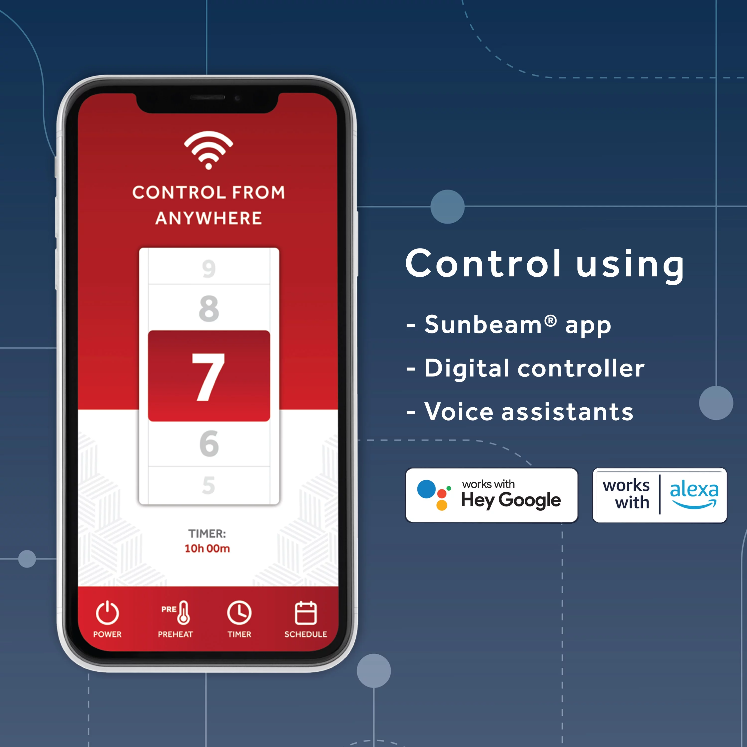 Sunbeam Loftec Wi-Fi Connected Electric Heated Blanket, Slate Gray, Queen