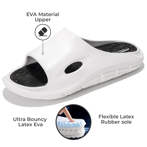 Project Cloud Mens Sandals - Lightweight and Flexible EVA Recovery Slides for Men with Ultra Bouncy Latex Insole - Comfortable Water Resistant Slippers for Men Footwear (Dean)