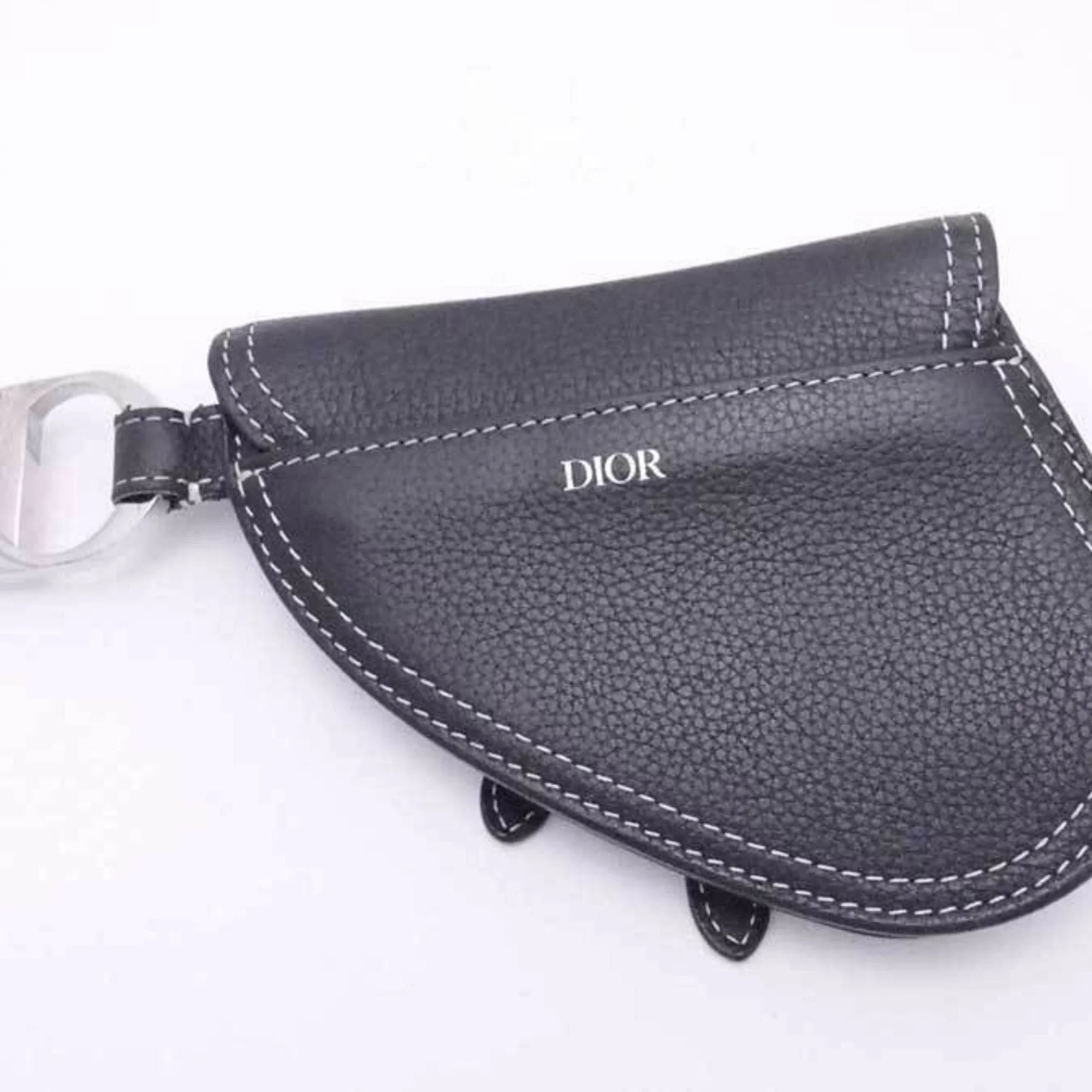 Pre-Owned Dior Homme DIOR HOMME key case charm pouch leather black silver unisex (Good)