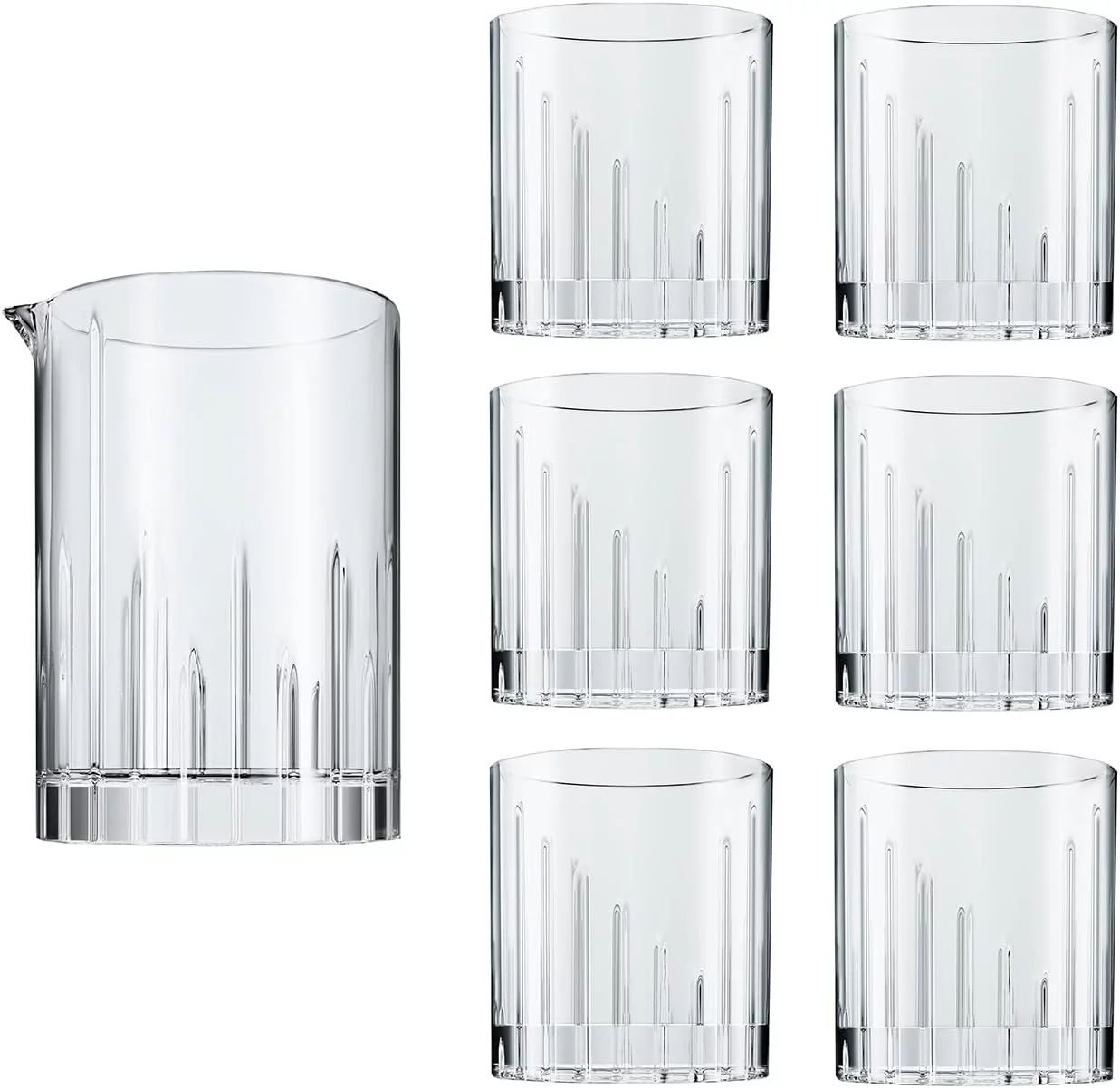 Crystal Old Fashiond Spinning Glasses 7 Piece Set – Vintage Pitcher With Matching 360-Degree Spinning Crystal Rocks Glasses With Heavy Bottom – Gifts, Cocktails, Mixology