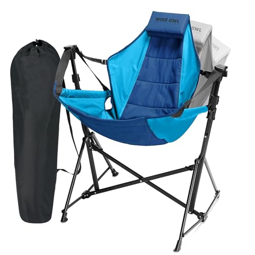 Wise Owl Outfitters Hammock Chair for Adults – Comfortable Portable Folding Rocking Camping Chair with Carry Bag – Great for Lawn, Campsite & Outdoors
