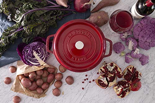 STAUB Cast Iron Dutch Oven 5.5-qt Round Cocotte, Made in France, Serves 5-6, Black Matte