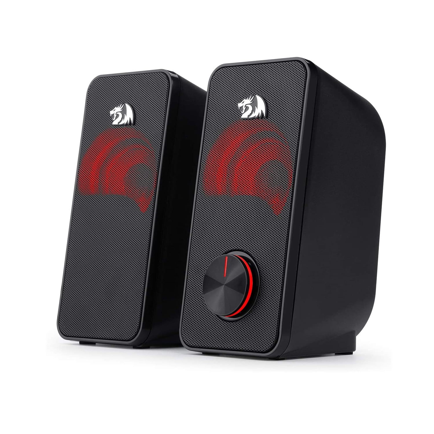 Redragon GS500 Stentor PC Gaming Speaker, 2.0 Channel Stereo Desktop Computer Speaker with Red Backlight, Quality Bass and Crystal Clear Sound, USB Powered with a 3.5mm Connector