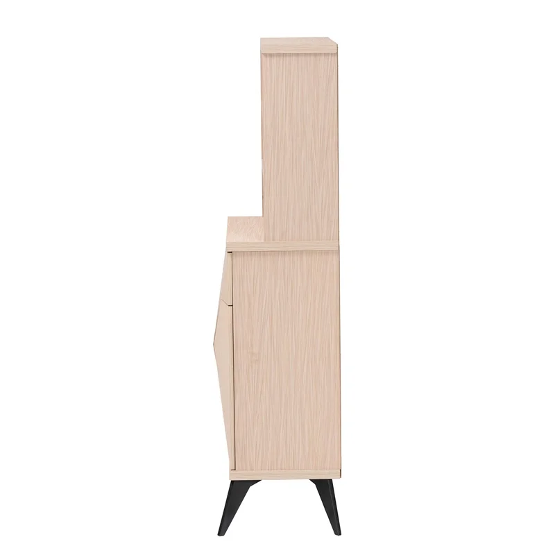 Baxton Studio Draper Two-Tone Light Brown and Black Wood Kitchen Cabinet