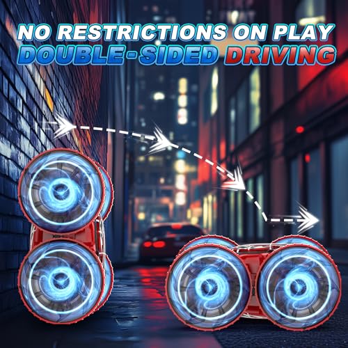 Waterproof Remote Control Car，4WD Amphibious 2.4 GHz RC Car Remote Control Boat，360°Rotation RC Stunt with LED Lights，Boys Girls Gifts All Terrain Water Beach Pool Toy