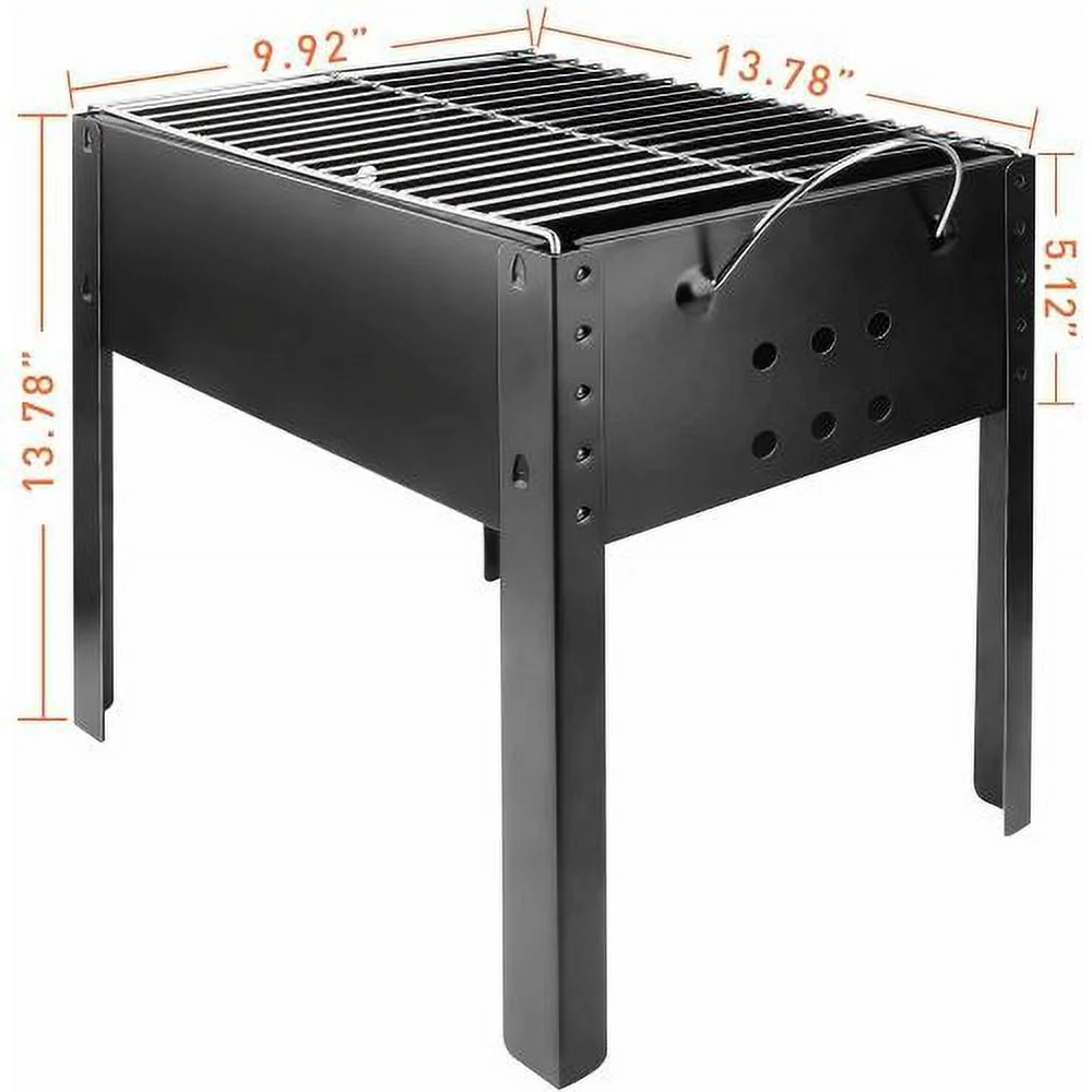 adhino Charcoal Grill, 14'' Portable Charcoal Grill, Stainless Steel BBQ Smoker Detachable Grill, Wheels, Charcoal BBQ Grill for Outdoor Picnic, Patio, Backyard, Camping