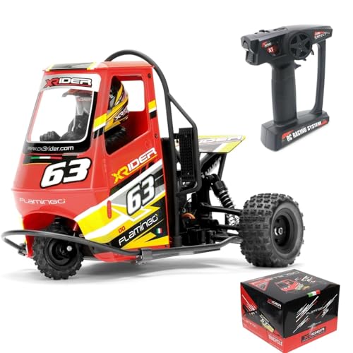 1/8 RC X-Rider Flamingos 2.4G 3WD 2 in 1 ESC High Speed Rc Car Electric Tricycle Motorcycle Tricycle RTR Drift Adult Vehicles Collection Model (Yellow)