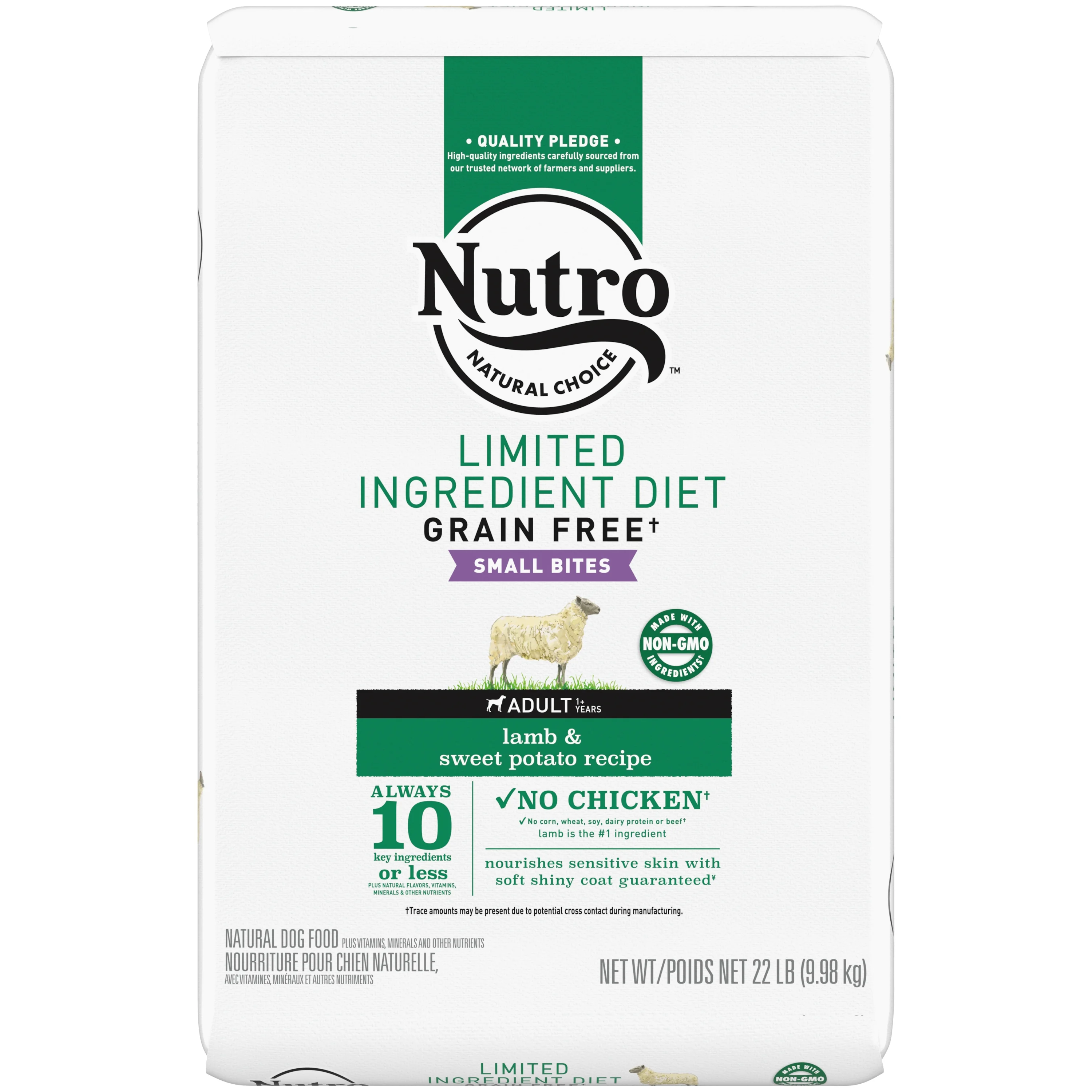 Nutro Limited Ingredient Diet Small Bites Adult Dry Dog Food, Lamb & Sweet Potato, 22 Lb. Bag