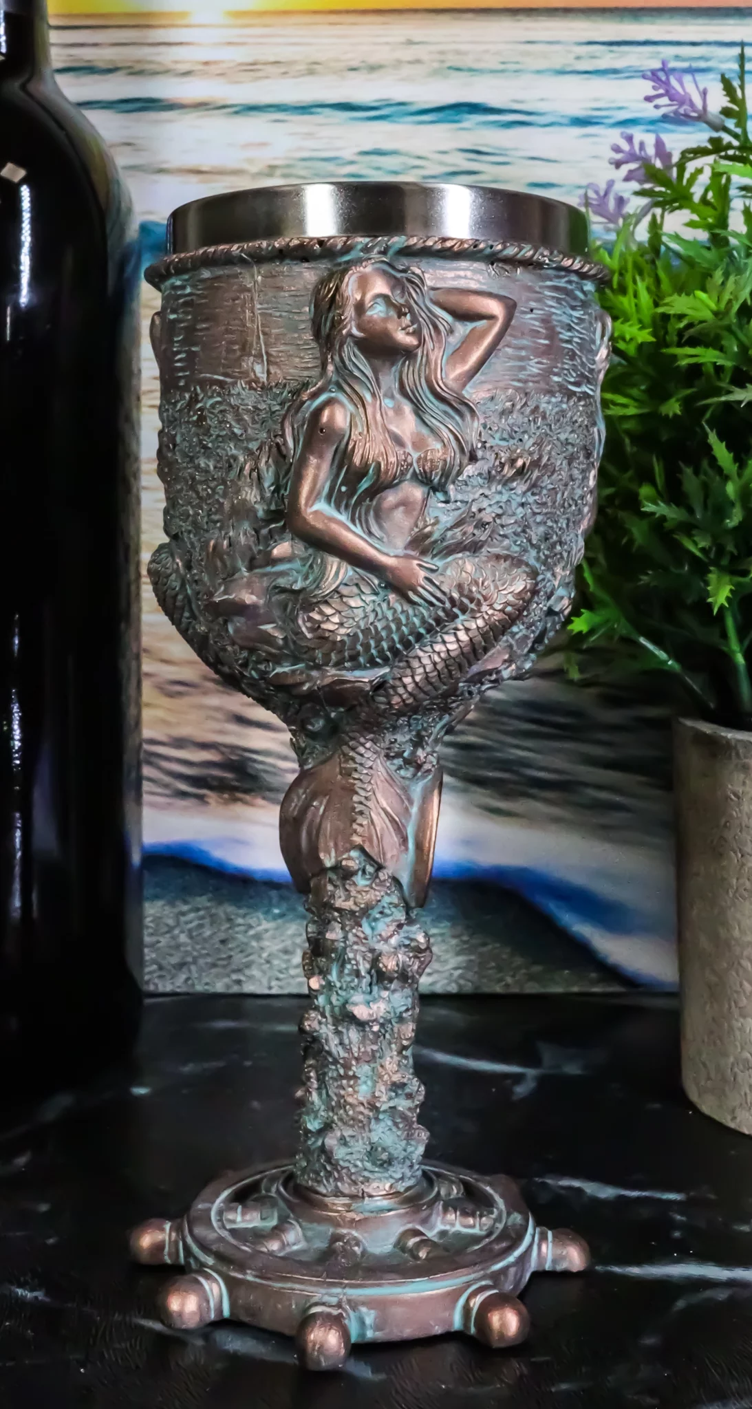 Ebros Nautical Sirens Of The Sea Rustic Mermaid Goblet 7.5