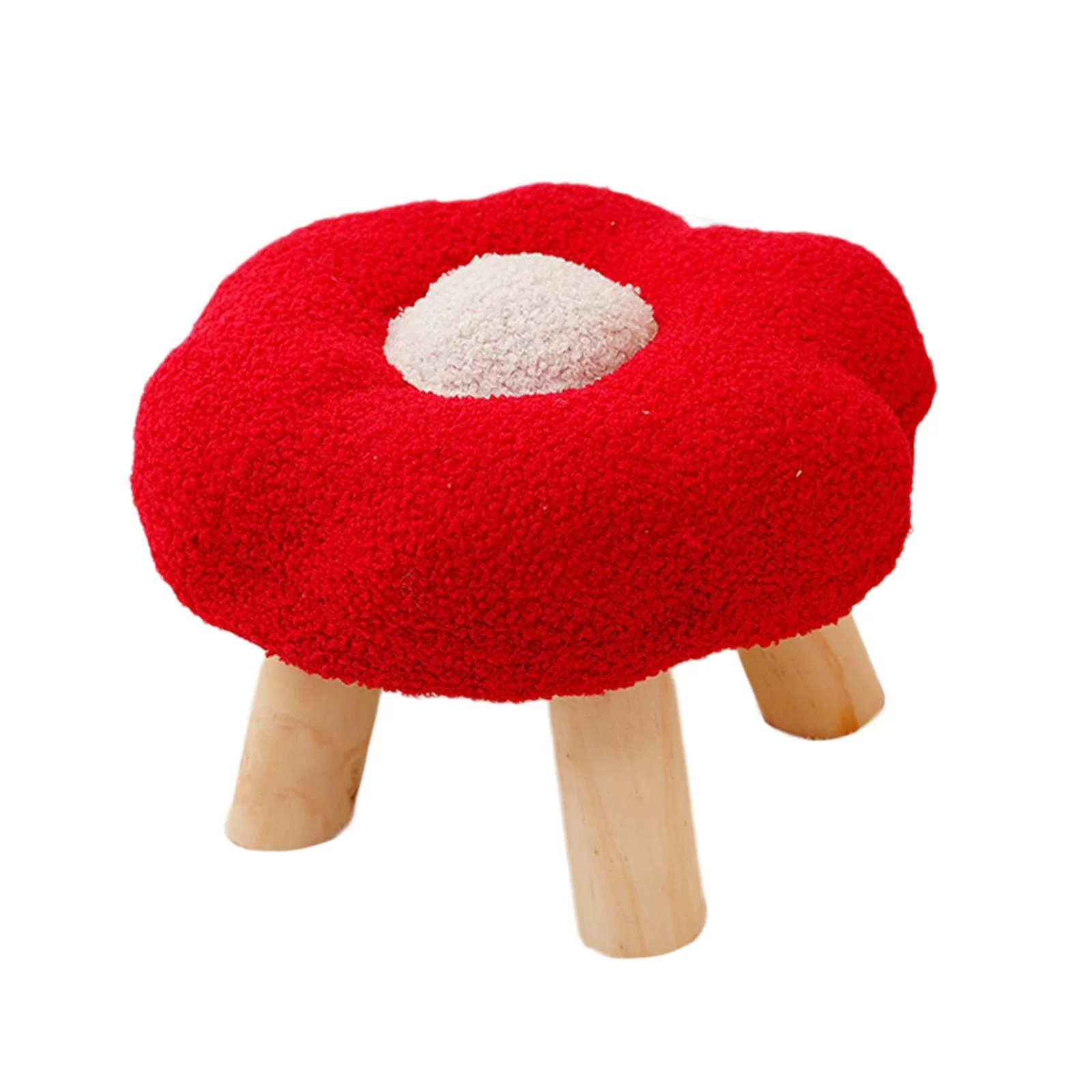 Footrest Flower Shape Cute Sofa Footstool for Living Room Playroom Apartment Red