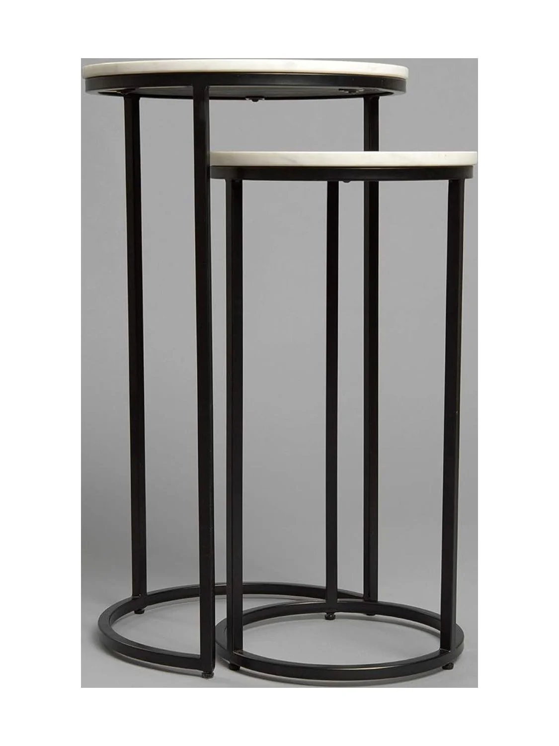 TJUNBOLIFE Ellery Marble Nesting Tables - Whtie & Black - 15½\u201C L x 15½\u201C W x 28\u201D H