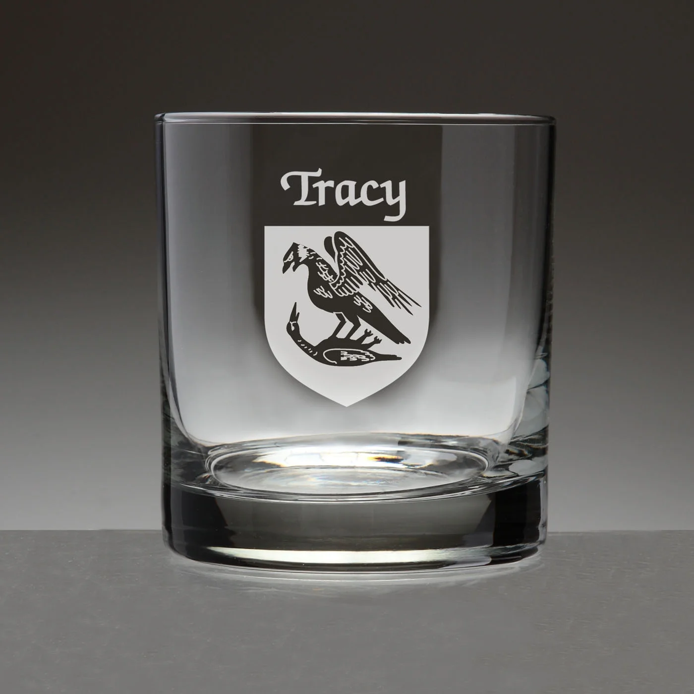 Tracy Irish Coat of Arms Tumbler Glasses - Set of 4 (Sand Etched)