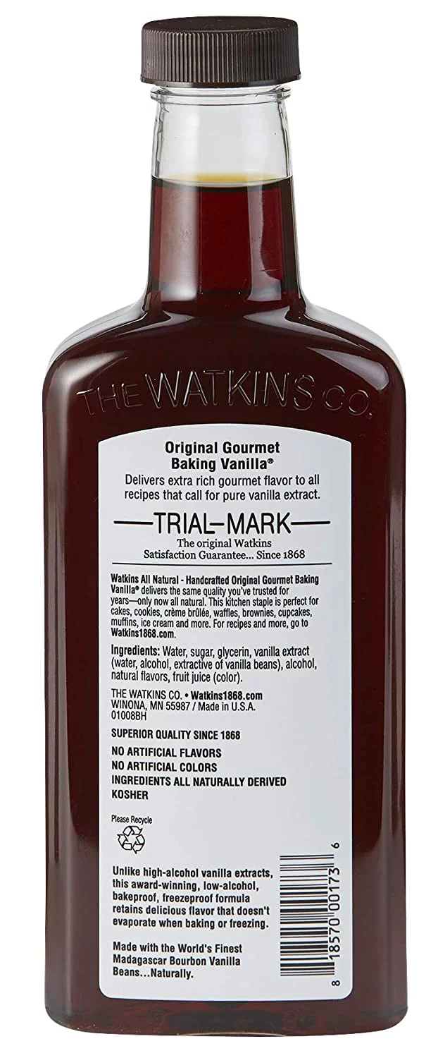 Watkins All Natural Original Gourmet Baking Vanilla, with Pure Vanilla Extract, 11 oz. Bottle, 1 Count (Packaging May Vary)