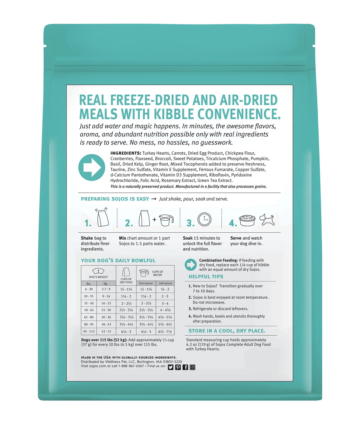 Sojos Complete Turkey Recipe Adult Grain-Free Freeze-Dried Raw Dog Food, 1.75 Pound Bag