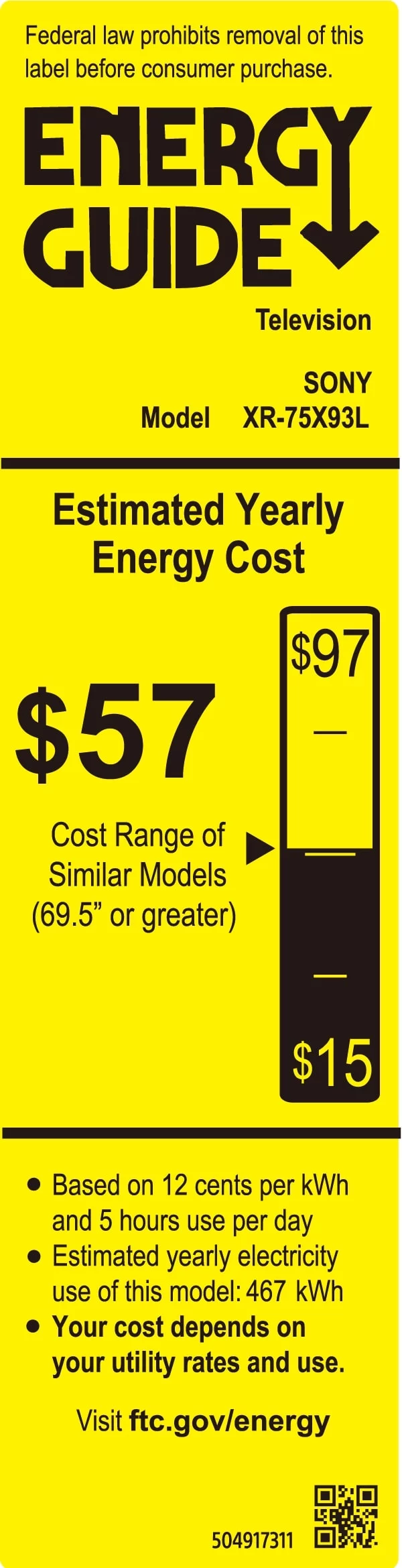 Sony 75” Class BRAVIA XR X93L Mini LED 4K HDR Smart Google TV XR75X93L- 2023 Model
