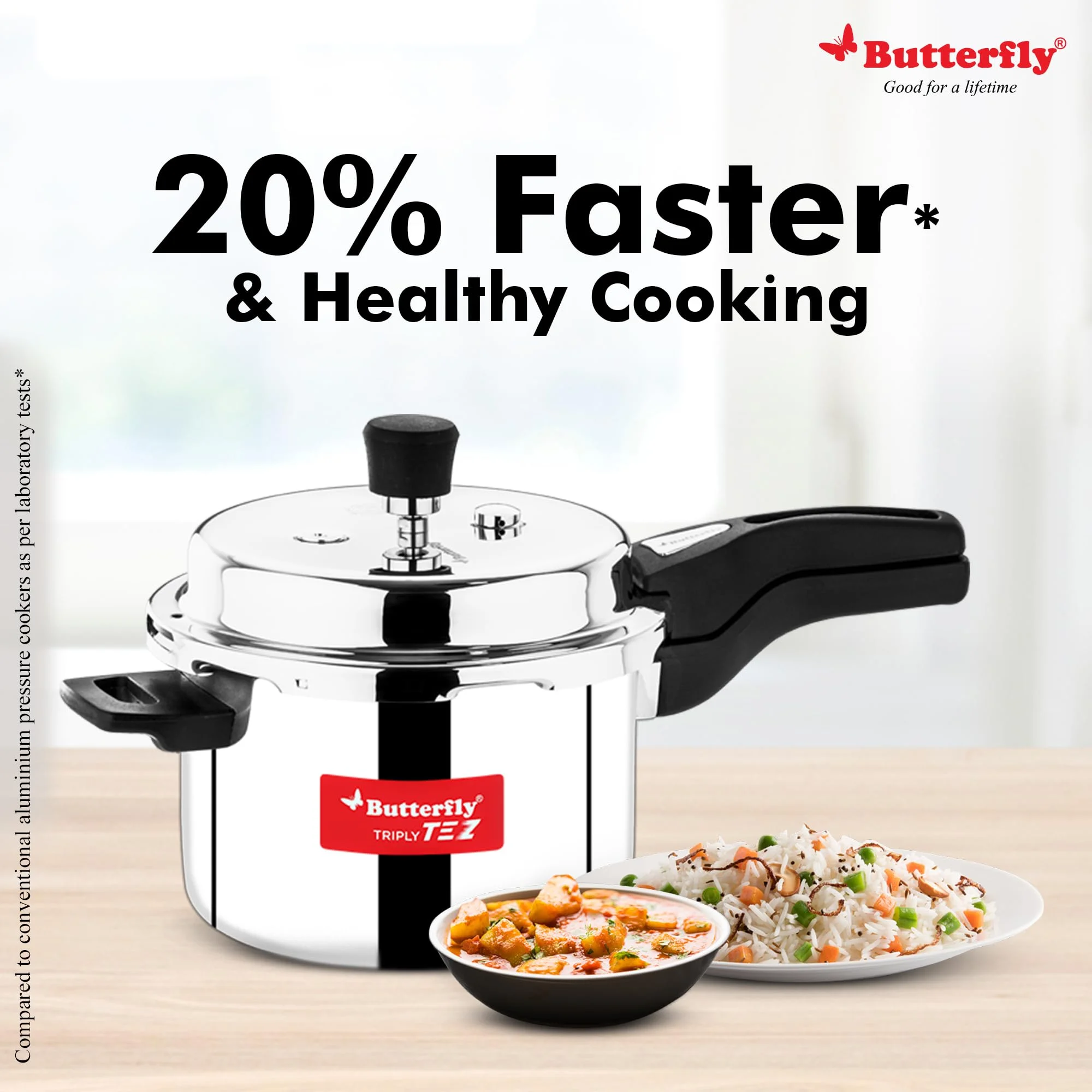 Butterfly Tez Triply Pressure Cooker, Olc, 3 Ltr