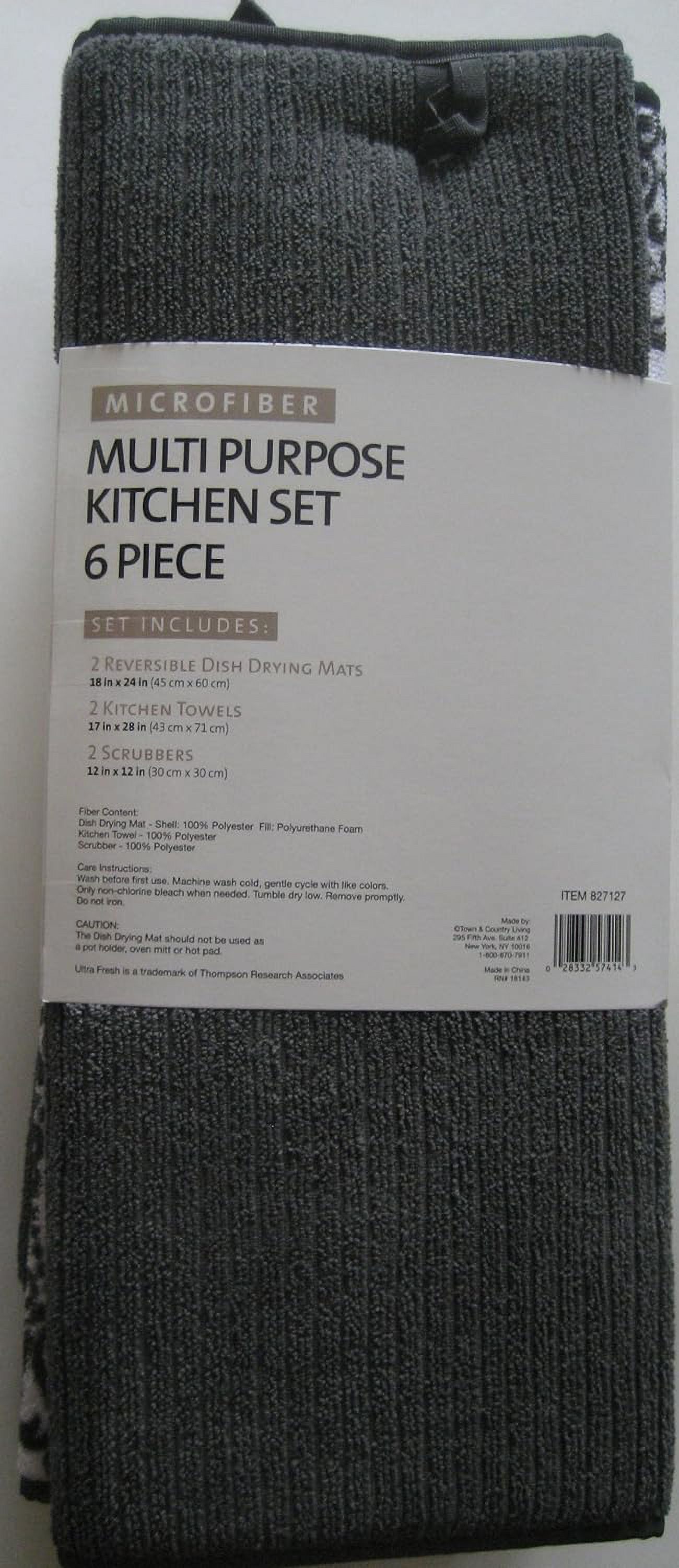 Microfiber Multi Pupose Kitchen Set 6 Piece (Gray, Black & White)