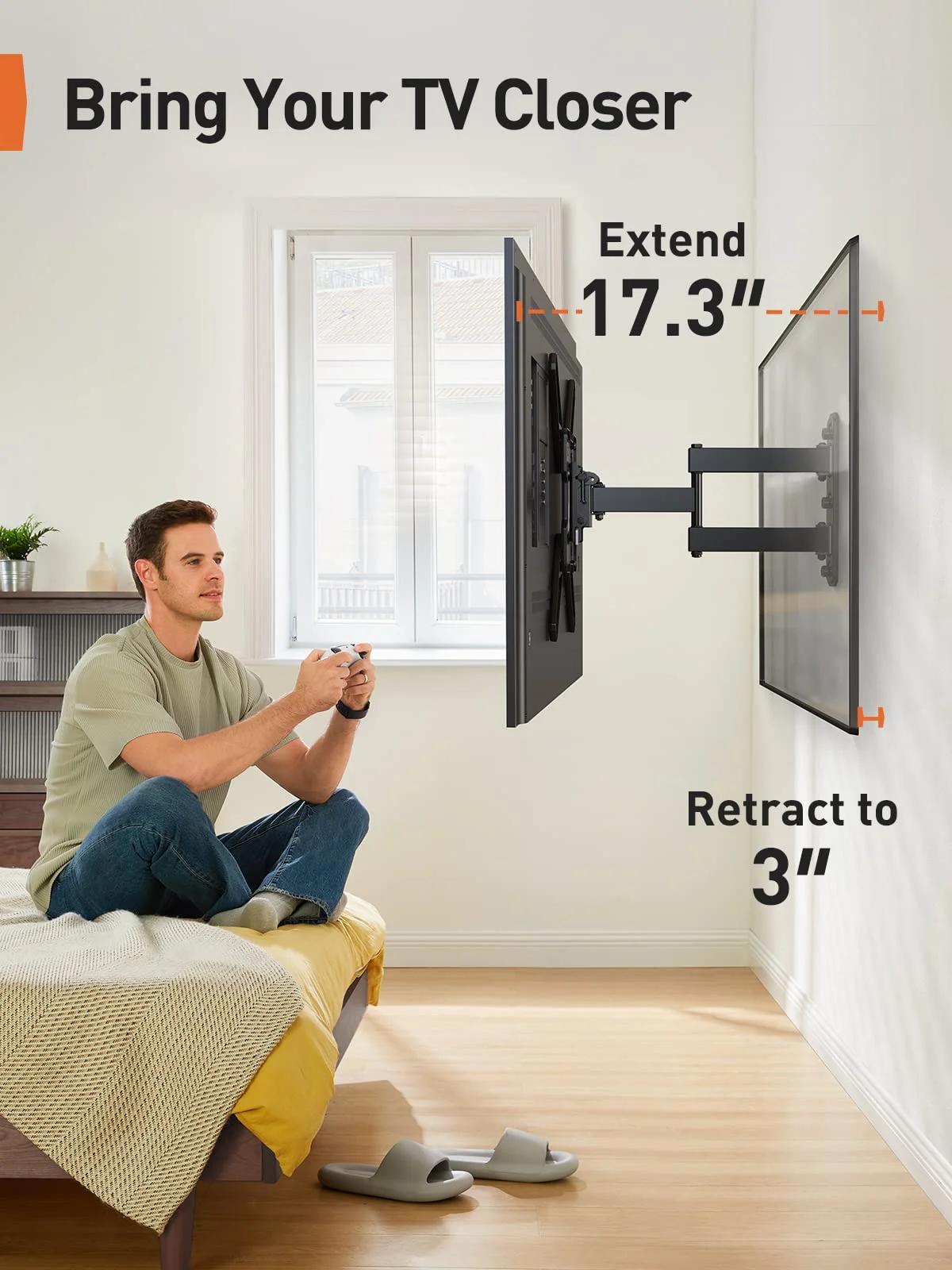 Full Motion TV Wall Mount Bracket for Most 26-60 inch LED LCD Flat Curved Screen Monitors TVs, Max 400x400mm,up to 82 lbs