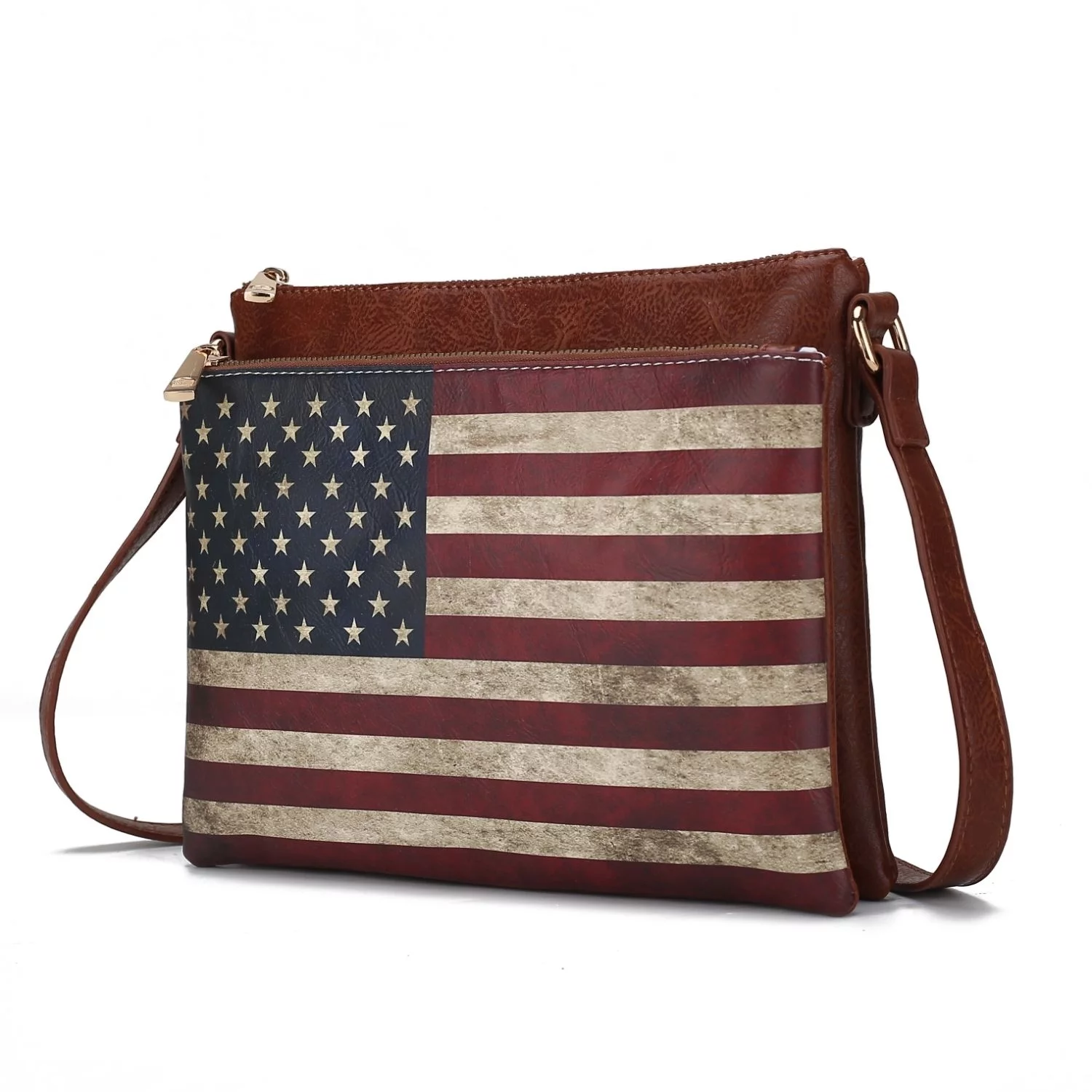 MKF Collection Madeline Printed Flag Vegan Leather Womens Crossbody Bag by Mia K