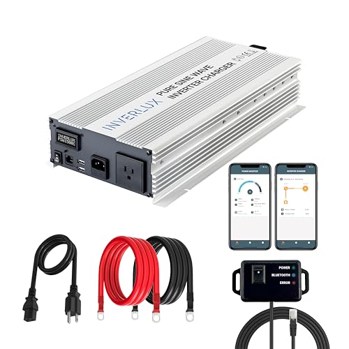 1500W Pure Sine Wave Inverter Charger with App Control, LCD Display, Auto Transfer Switch, Quick Charge 3.0 USB – Battery Backup System for Home, Sump Pump, Solar, and Power Outages