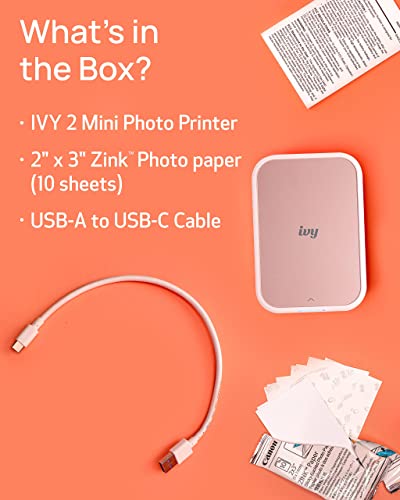 Canon Ivy 2 Mini Photo Printer, Print from Compatible iOS & Android Devices, Sticky-Back Prints, Pure White