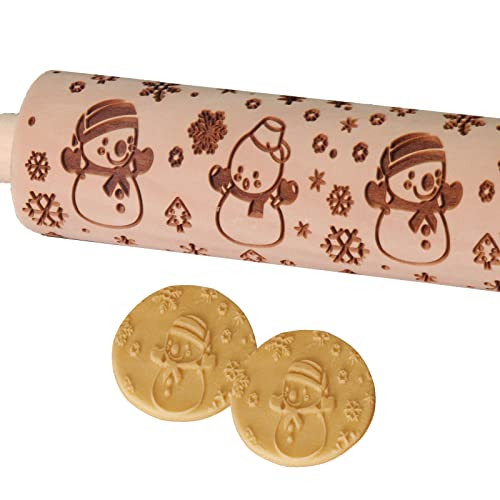 Embossed Rolling Pin, OLETNY Large Wood Textured Roller for Baking, Cookies, Decorative Pattern Rolling Pins, Christmas Gifts for Mother, Grandmother, and Friends
