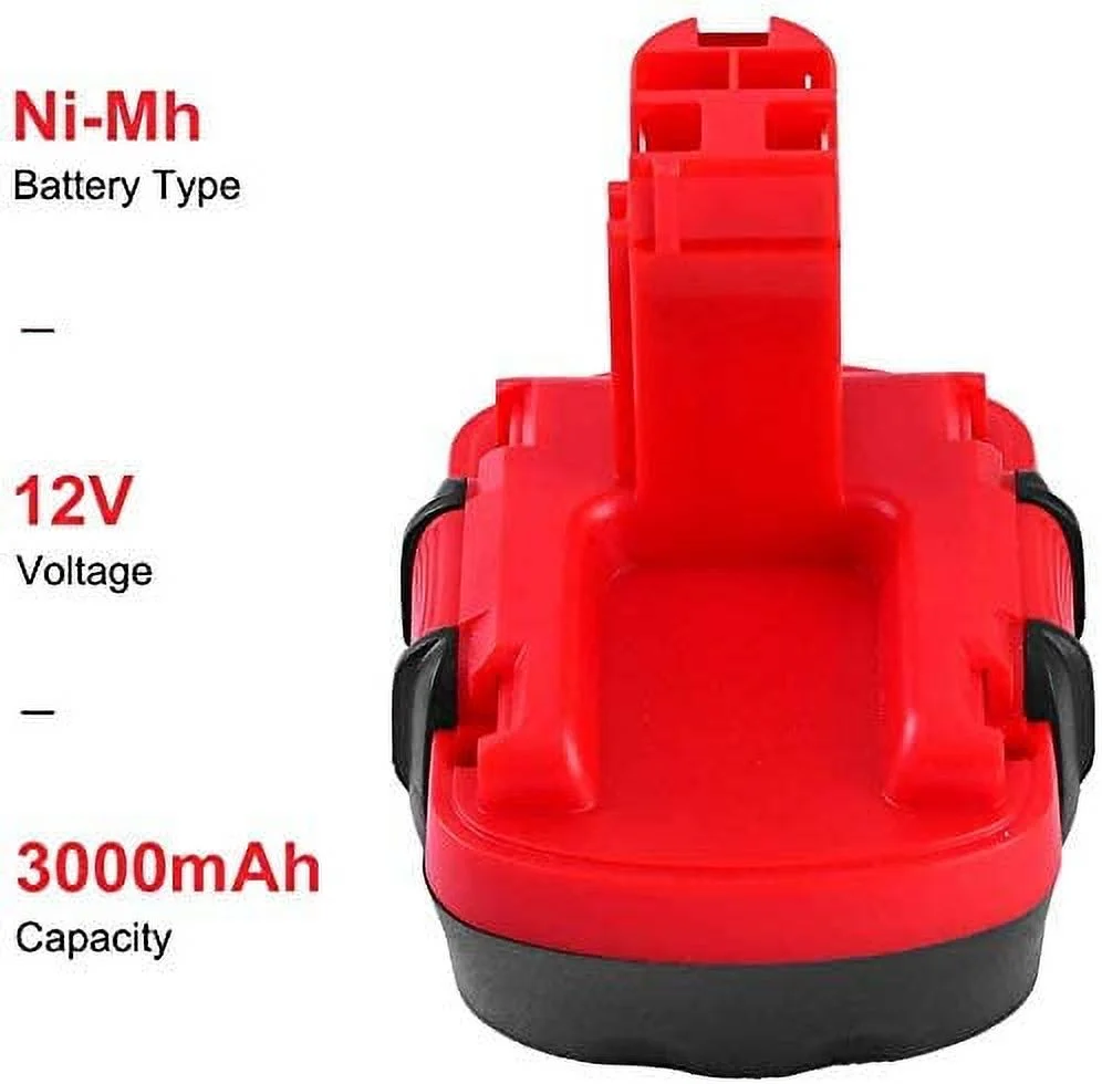 2 Pack 12V 3.0Ah BAT043 Ni-MH Replacement for Bosch 12v Battery BAT045 BAT120 BAT139 2607335542 2607335526 2607335274 2607335709 Cordless Power Tool