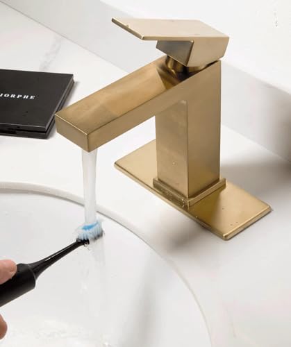 Lava Odoro Gold Vessel Sink Faucet, Brushed Gold Single Hole Bowl Sink Faucet Tall Bathroom Faucet Single Handle with Pop up Drain Assembly, BF307-SG-T