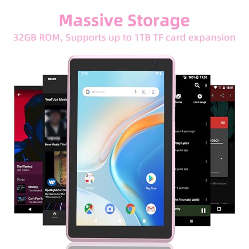 Android 15 Tablet, 7 Inch Tablet, 6GB RAM 32GB ROM/ 1TB Expandable, 5MP Camera, 1.6Ghz Quad-core Processor, 3000mAH Battery Tableta PC, Wi-Fi 6 BT 5.0 7'' Android Laptop