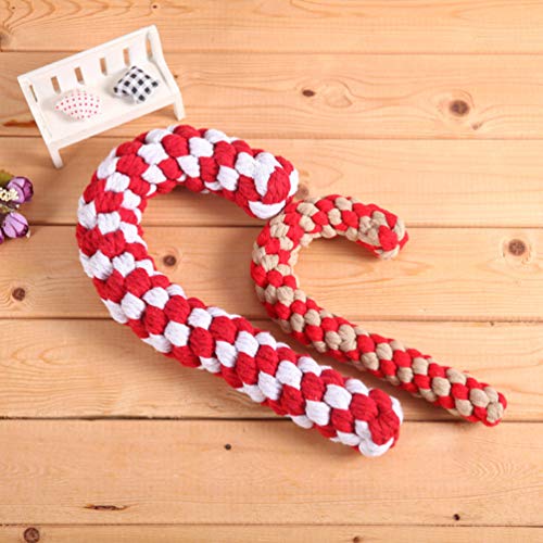 PRETYZOOM Chew Bone Dog Toys Christmas Pet Play Toys Christmas Dog Rope s Pet Chewers Rat Chewing Xmas Candy Canes Educational Puppy Knot