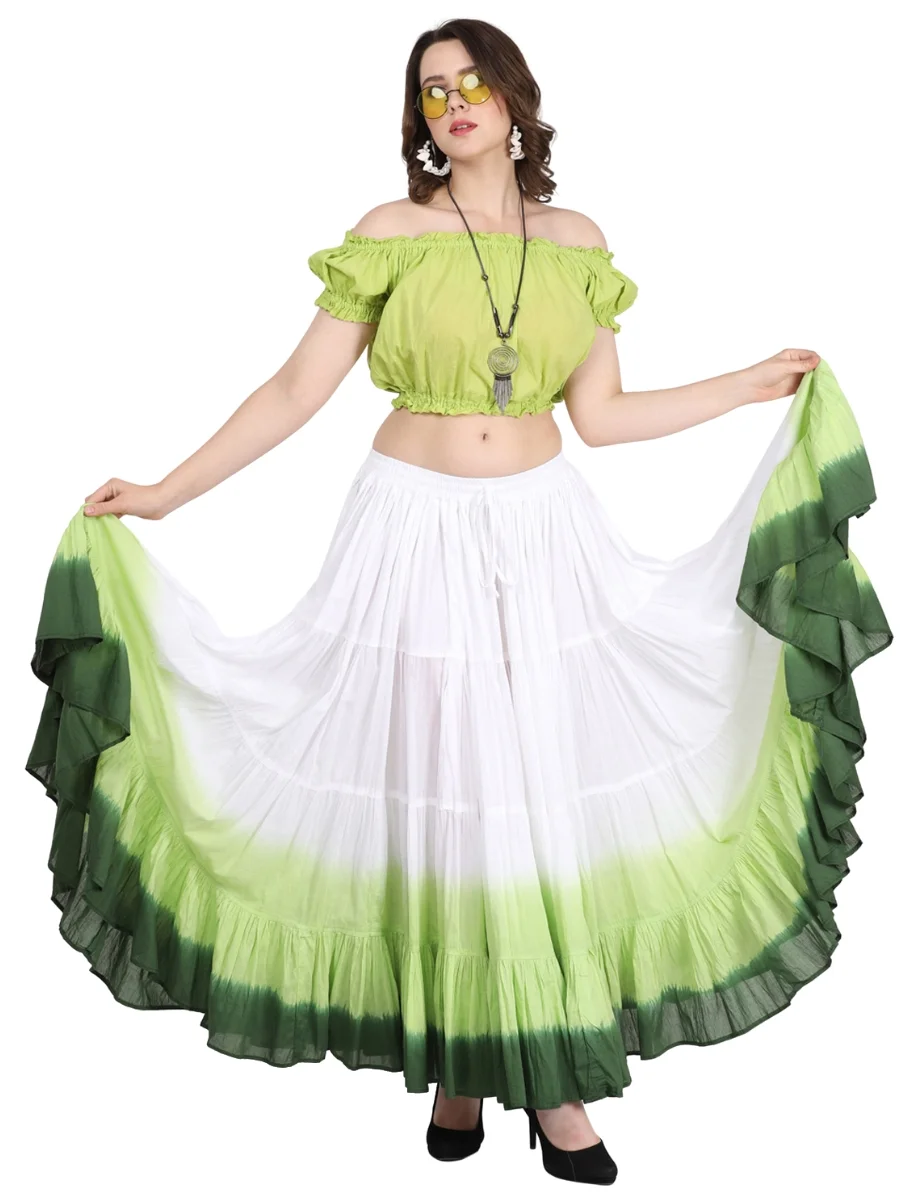 Wevez Women'sPlus Size 40 Inches Long Tribal Fusion 25 Yard Skirt (WHG)