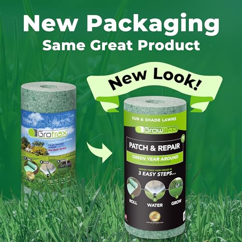 Growtrax Biodegradable Grass Seed - 50 SQFT Bermuda Rye - Grass Seed and Fertilizer for Lawns, Dog Patches & Shade - Just Water & Grow - No Fake or Artificial Grass