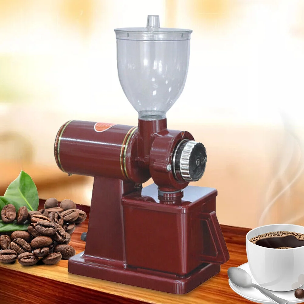 Fichiouy Electric Burr Coffee Grinder Milling Espresso Bean Grinding Commercial Red 110v 150g/min