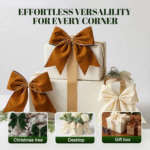 Velvet Christmas Tree Bows with Hair Clip, 2025 New Velvet Christmas Tree Bow for Gift, Vintage velvets Ribbon Bow for Decor, Velvets Hair Bows with Alligator Clips for Women (Dark Red, 12pcs)