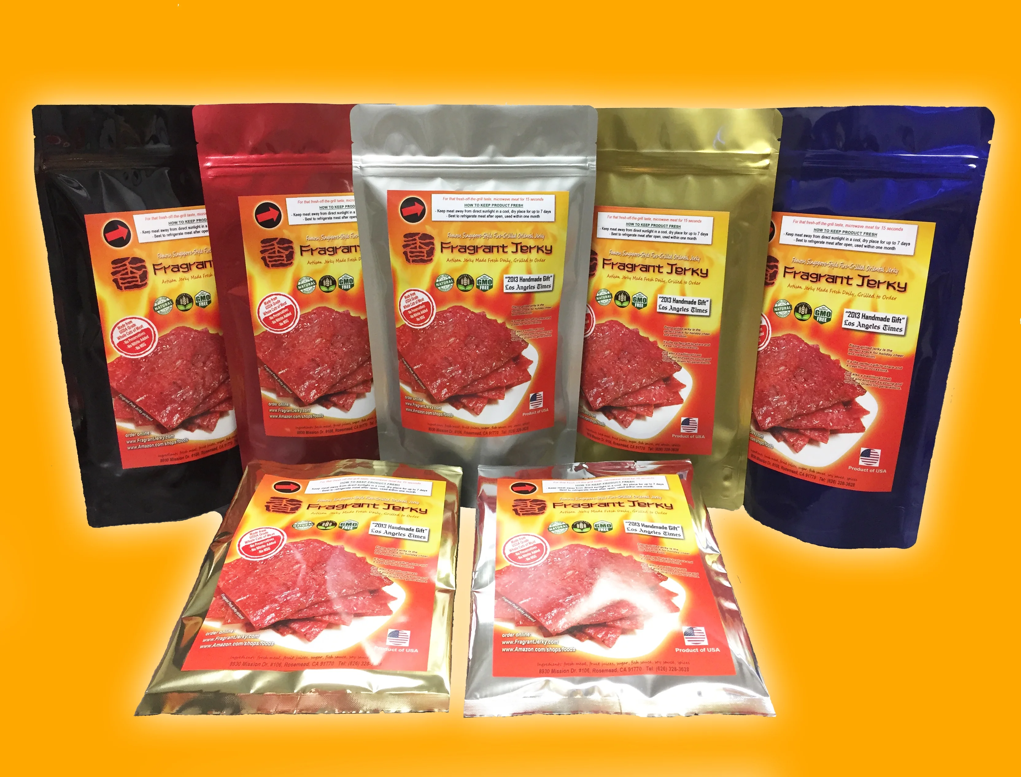 Singapore-Style Fire-Grilled Tender Pork Jerky (Original Flavor - Medallion Shaped 8 oz.) *Grilled Fresh to Your Order *Shipped the Same Day - L.A. Times 