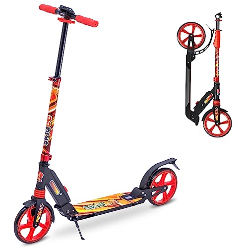 Skidee Adult & Teen Scooter Adjustable Height, Folding, Large Wheels, Lightweight, Durable, Anti-Shock Suspension, Up to 220 lbs
