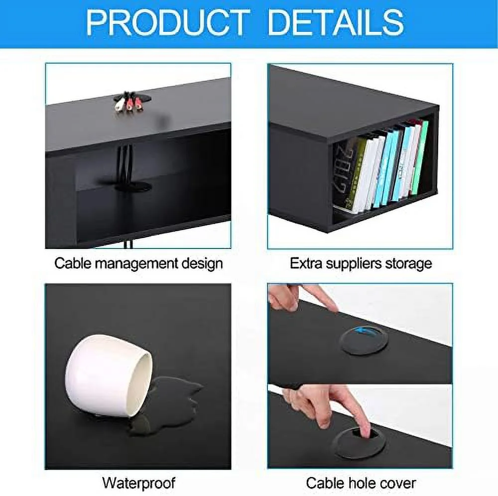 HBBOOMLIFE Floating TV Stand   Wall Mounted Entertainment Center Media Console Component Under TV TV Media Console  with   Black