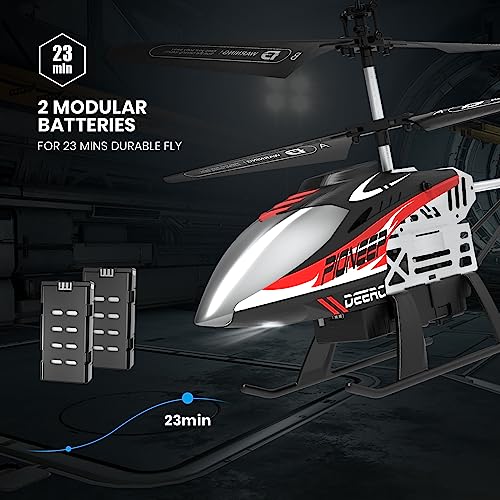 DEERC Apache RC Helicopter for Kids & Adults, Military Remote Control Helicopter Toy with LED Lights, 2 Batteries & USB-C Charging, 26 Mins Flight, Altitude Hold, Gift for Boys Ages 8-12