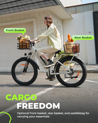 isinwheel M60 Electric Bike for Adults 750W 28mph Ebike with 48V 13Ah Removable Battery, USB Charging Port, 7 Speed Gearshift, 26