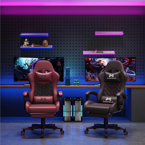 Gaming Chair, 400 lbs Adult Chair, High Back Computer Chair with Footrest and Linked Armrests, Office Video Game Chair with Lumbar Support(White)