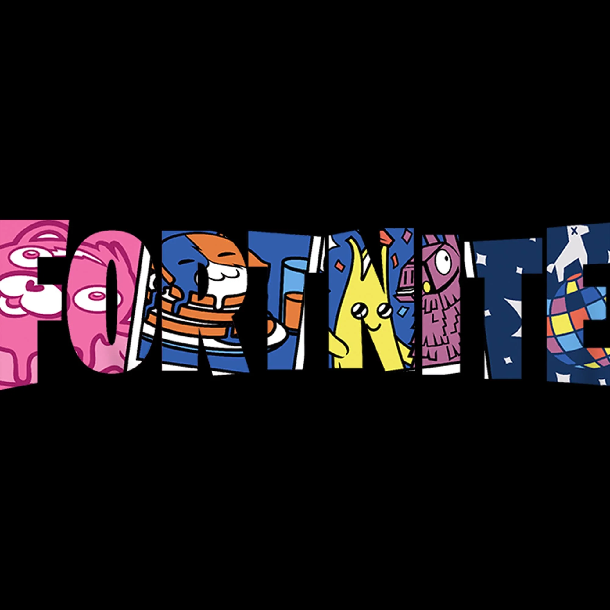 Boy's Fortnite Classic Logo Character Fill  Pull Over Hoodie Black Large