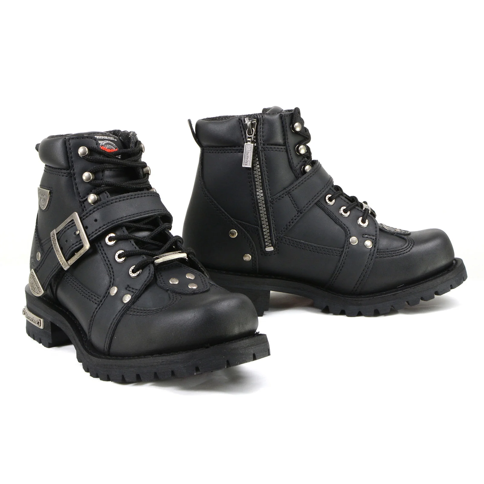 Milwaukee Motorcycle Clothing Company MB433 Men's Black Road Captain Motorcycle Leather Boots 10.5