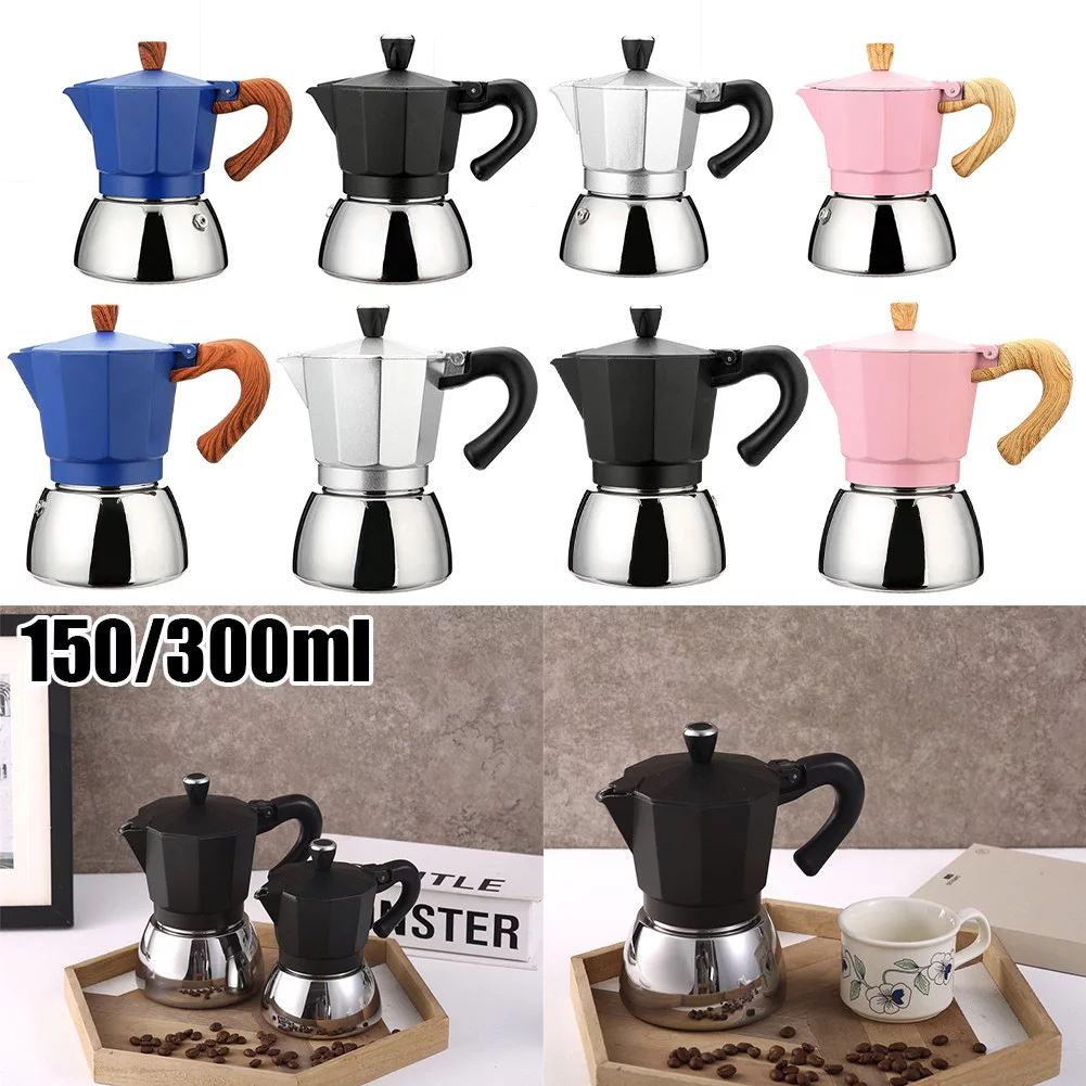 QIFEI Moka Pot, Stainless Steel Moka Stovetop Espresso Maker Coffee Moka Pot Black