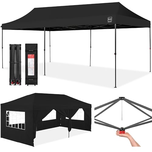 Best Choice Products 10x20 Party Tent, Heavy Duty Waterproof Large Outdoor Event Easy Pop Up Canopy Shelter w/Sidewalls, 1-Button Setup, Wheeled Case, Weight Bags - White