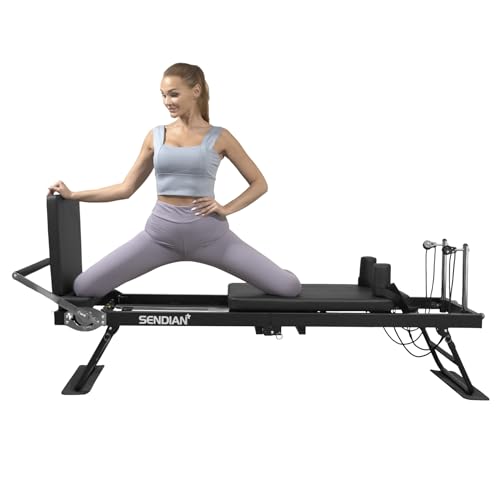 SENDIAN Foldable Pilates Equipment for Home Workouts,Pilates Reformer Machine for Home Gym with Springs, Pilates Exercise Equipment with Jump Board
