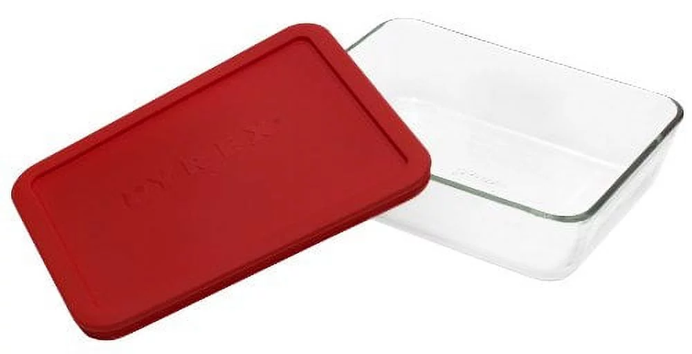 Pyrex Simply Store 6-Cup Rectangular Glass Food Storage with Red Lid (Pack of 4)