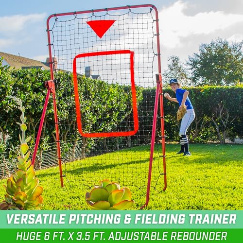 GoSports Baseball & Softball Pitching and Fielding Rebounder - Pitch Back Net - Choose Your Size