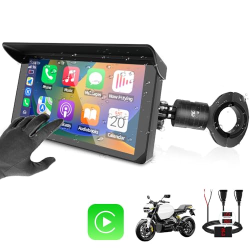 VSYSTO 5 Inch Motorcycle Carplay Touchscreen, Wireless Carplay and Android Auto, GPS Navigation Waterproof WiFi Motorcycle Dash Camera HD 1080P Front and Rear Camera, Tire Pressure Sensors (5inch)