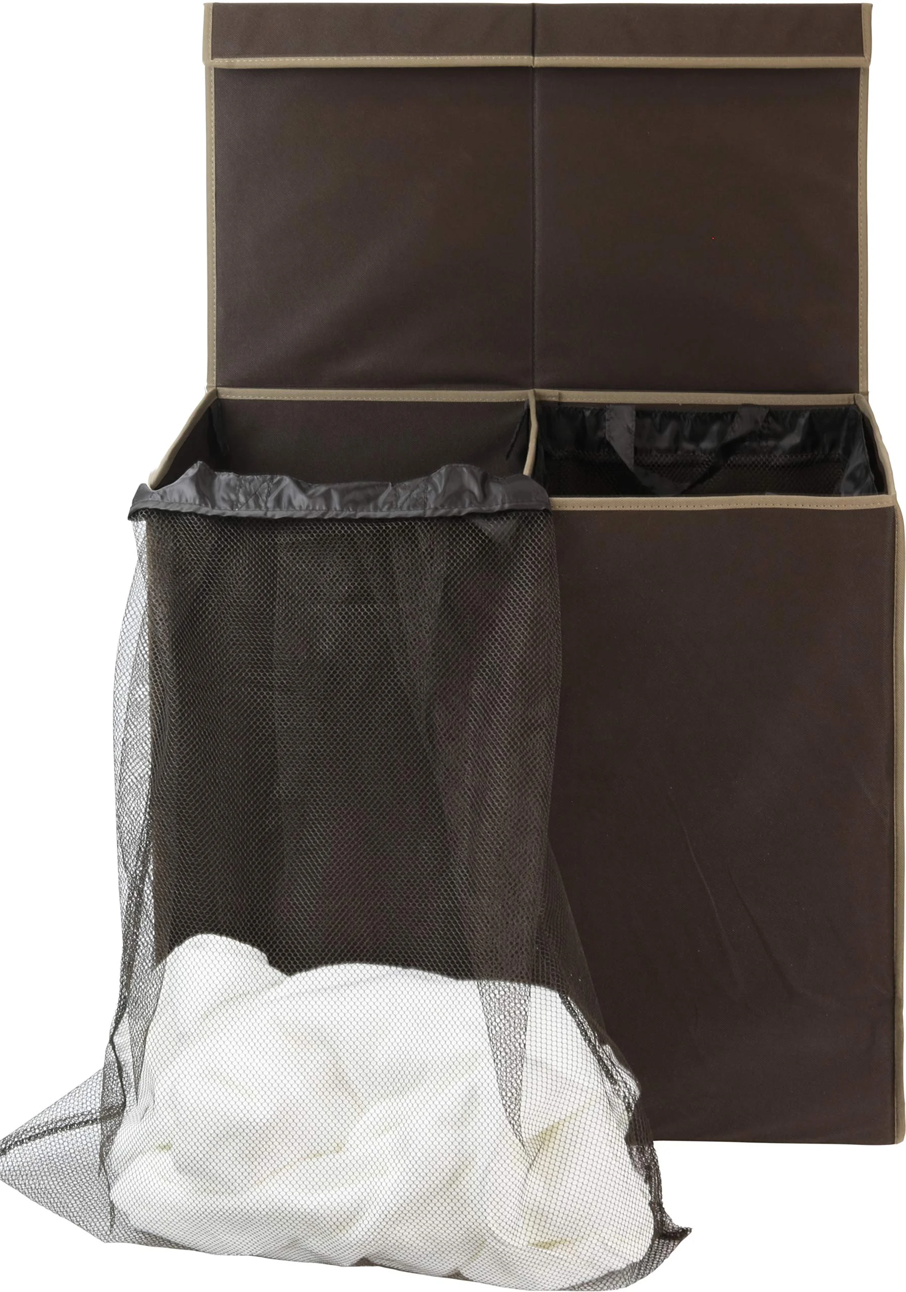 SimpleHouseware Double Laundry Hamper with Lid and Removable Laundry Bags, Brown