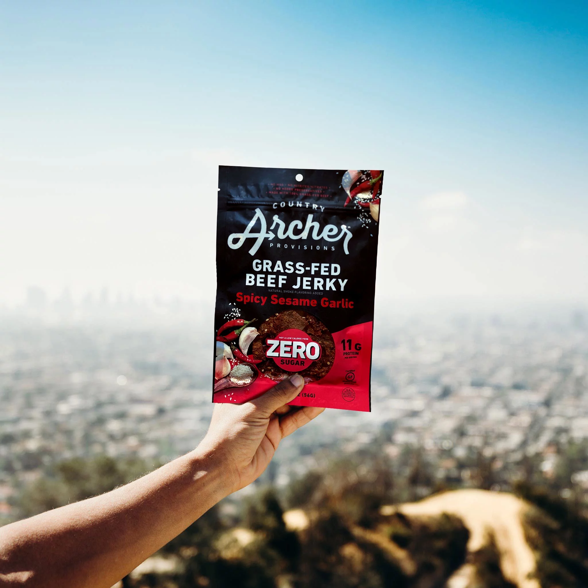 Country Archer 2oz Zero Sugar Spicy Sesame Garlic Beef Jerky